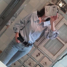 Load image into Gallery viewer, Turn-Down Collar and Gathered Sleeve Shirt