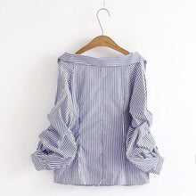 Load image into Gallery viewer, Turn-Down Collar and Gathered Sleeve Shirt