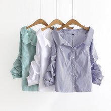 Load image into Gallery viewer, Turn-Down Collar and Gathered Sleeve Shirt