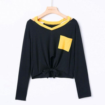 Two Tone Bow Tie Off-Shoulder