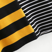 Load image into Gallery viewer, Two Tone Striped Crop T-Shirt