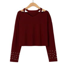 Load image into Gallery viewer, Beaded Long Sleeve V-Neck Shirt