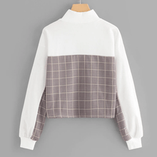 Load image into Gallery viewer, Plaid Stand Collar Sweatshirt